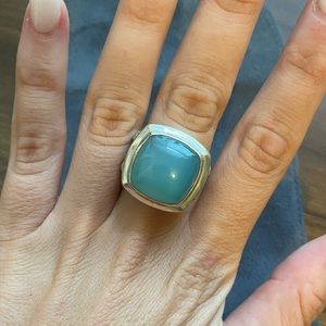 David Yurman Silver Chalcedony Albion Ring 14mm